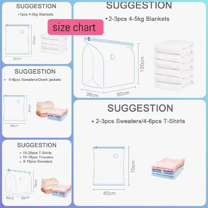 🔥🔥 set No Pump Needed Vacuum Storage Bags for Clothes Blankets Comforters Sweaters Pillows Home Compression Seal Bags Space Saver Bags*