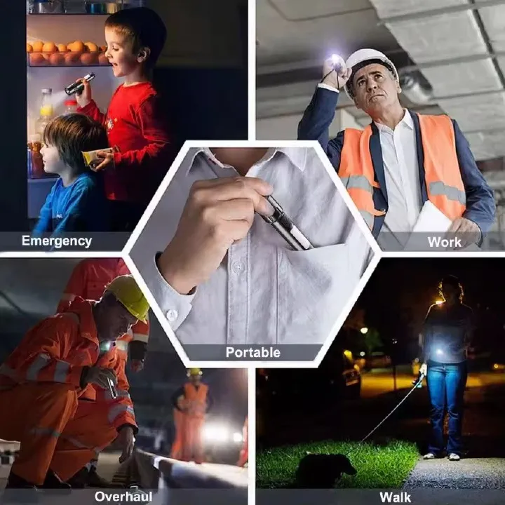 🔥🔥Mini EDC Flashlights USB Rechargeable Torch with 4 Modes Outdoor Flashlight Camping Searchlight COB Emergency Floodlight Flash