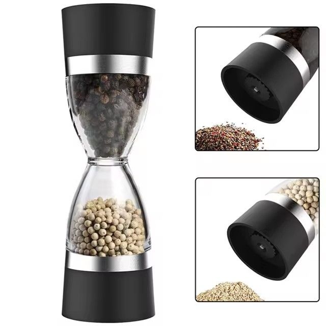 🔥🔥Manually adjustable thickness, hour glass 2 in 1 Dual Salt Pepper Mills,  Pepper Grinder, Sesame, Spice Grinder, Kitchen spice jar