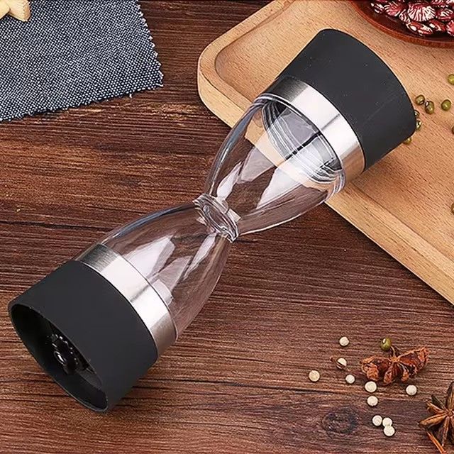 🔥🔥Manually adjustable thickness, hour glass 2 in 1 Dual Salt Pepper Mills,  Pepper Grinder, Sesame, Spice Grinder, Kitchen spice jar