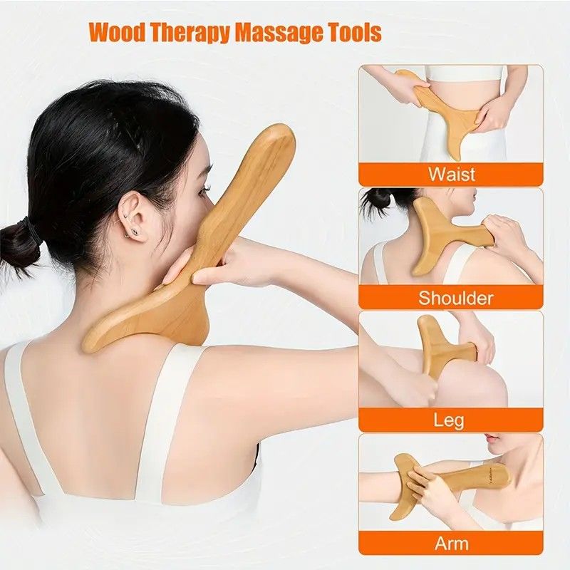 🔥Wooden Gua Sha Therapy Tools Wooden Lymphatic Drainage Massager Anti-Cellulite Massage Tool Body Gua Sha Tools for therapy.