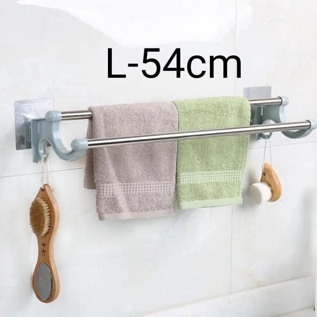 🔥🔥 self adhesive Double Pole Towel Holder, Towel Rack do both kitchen and  Bathroom Accessories