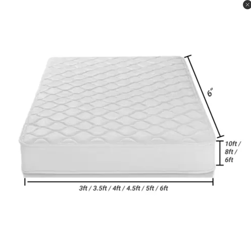 FREE 2 Pillows 6 by 6 (8-Inch) SHDF VIVO Super High-Density Quilted Mattress, Soft and Durable Foam, Comfortable and Healthy Sleep Support, Floral Design, Does Not Include Bed