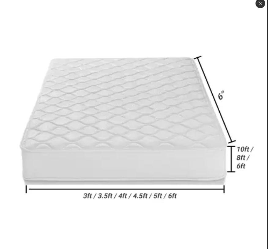 FREE 2 Pillows 4 by 6 (6-Inch) VIVO Super High-Density Quilted Mattress, Black with Floral Design, Soft and Durable Foam, Comfortable and Healthy Sleep Support, Does Not Include Bed