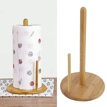 Wooden Kitchen Paper Towel Holder Stand Tissue Roll Dispenser for Countertop and Dining Table