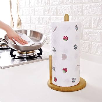 Wooden Kitchen Paper Towel Holder Stand Tissue Roll Dispenser for Countertop and Dining Table