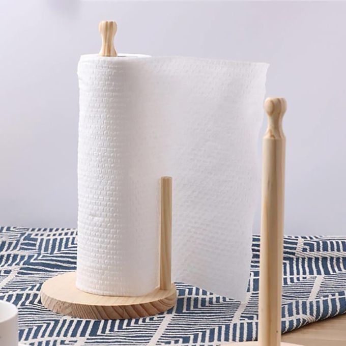 Wooden Kitchen Paper Towel Holder Stand Tissue Roll Dispenser for Countertop and Dining Table