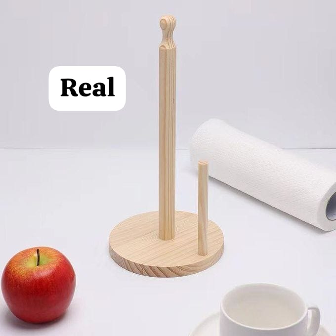 Wooden Kitchen Paper Towel Holder Stand Tissue Roll Dispenser for Countertop and Dining Table