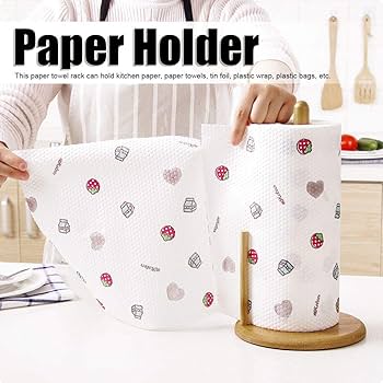 Wooden Kitchen Paper Towel Holder Stand Tissue Roll Dispenser for Countertop and Dining Table