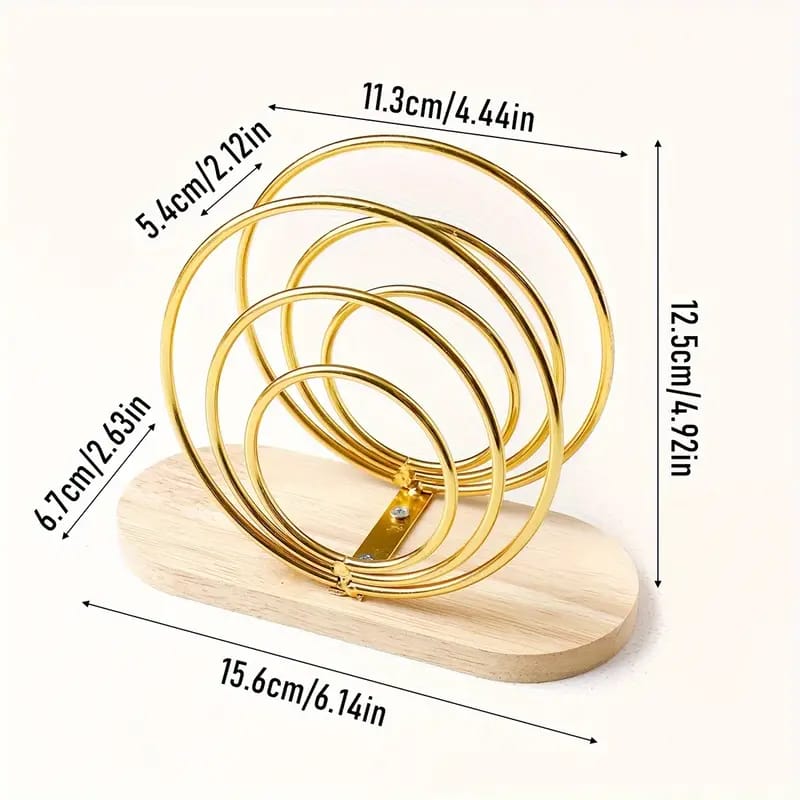 Metallic Hemisphere Serviette Holder with Bamboo Base – Modern Tabletop Napkin Stand