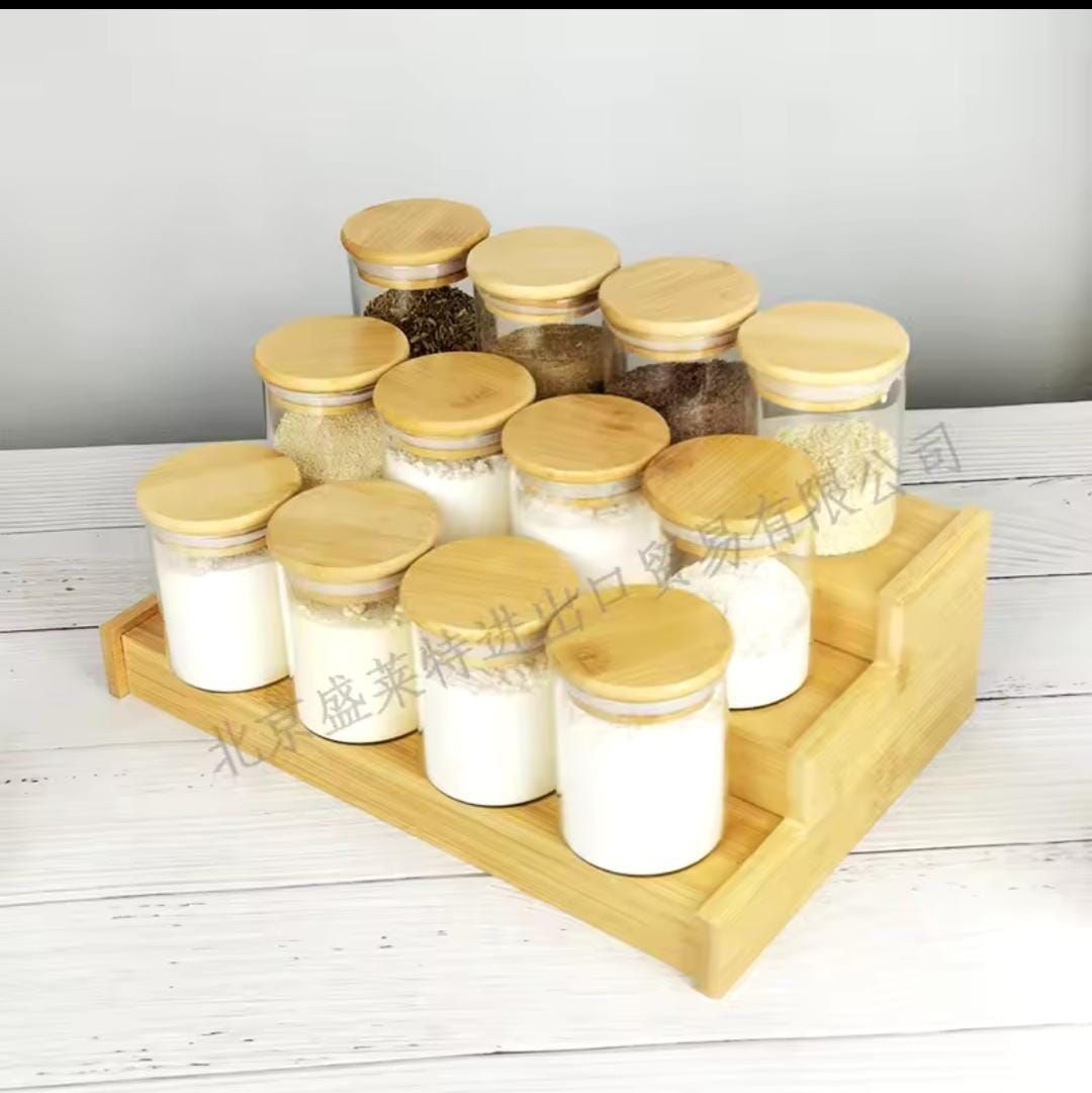 12 Pcs Glass Spice Jar Set With Bamboo Lids - Premium Seasoning Containers For Kitchen Organizer & Storage