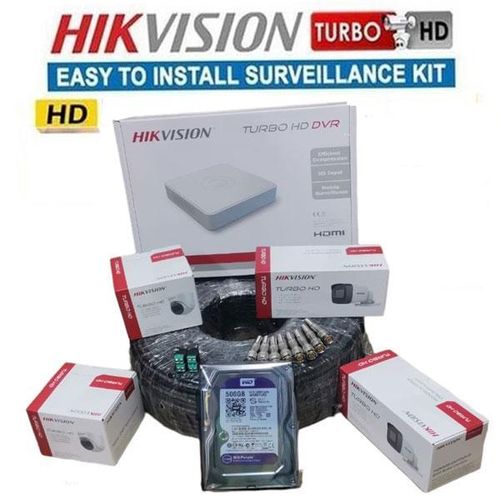 Hikvision Super Quality 4 Four 1080P 2MP CCTV Cameras Complete System Kit-100M RG59 CCTV Camera Cable +500GB Harddisk+4 Channel DVR Machine