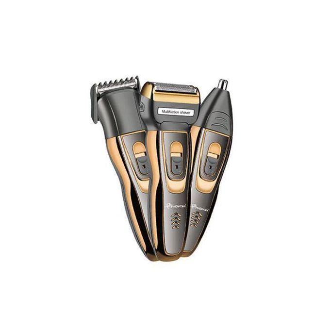 Geemy Digital Hair Clipper Shaving Machine 3 In 1 Smoother,Nose Trimmer +Free Oraimo Earphone Watch