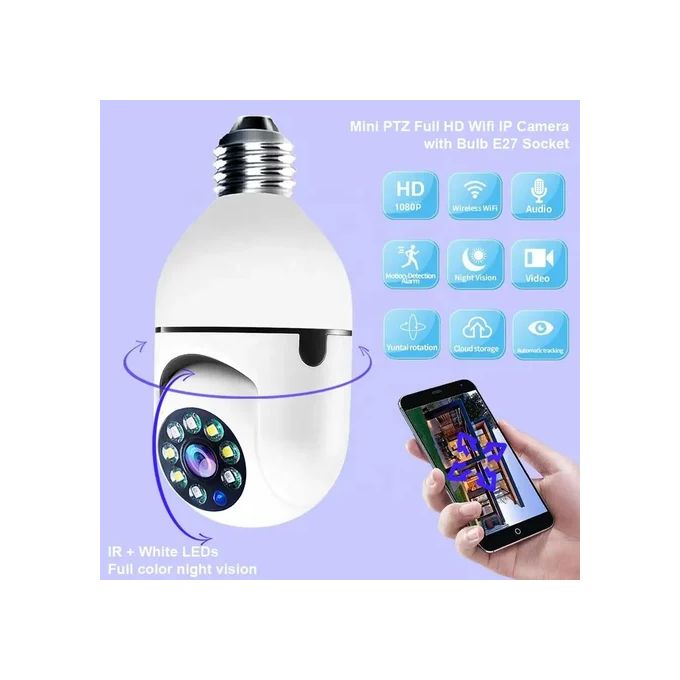 360° PANORAMIC PTZ BULB CCTV SECURITY SMART WIFI CAMERA