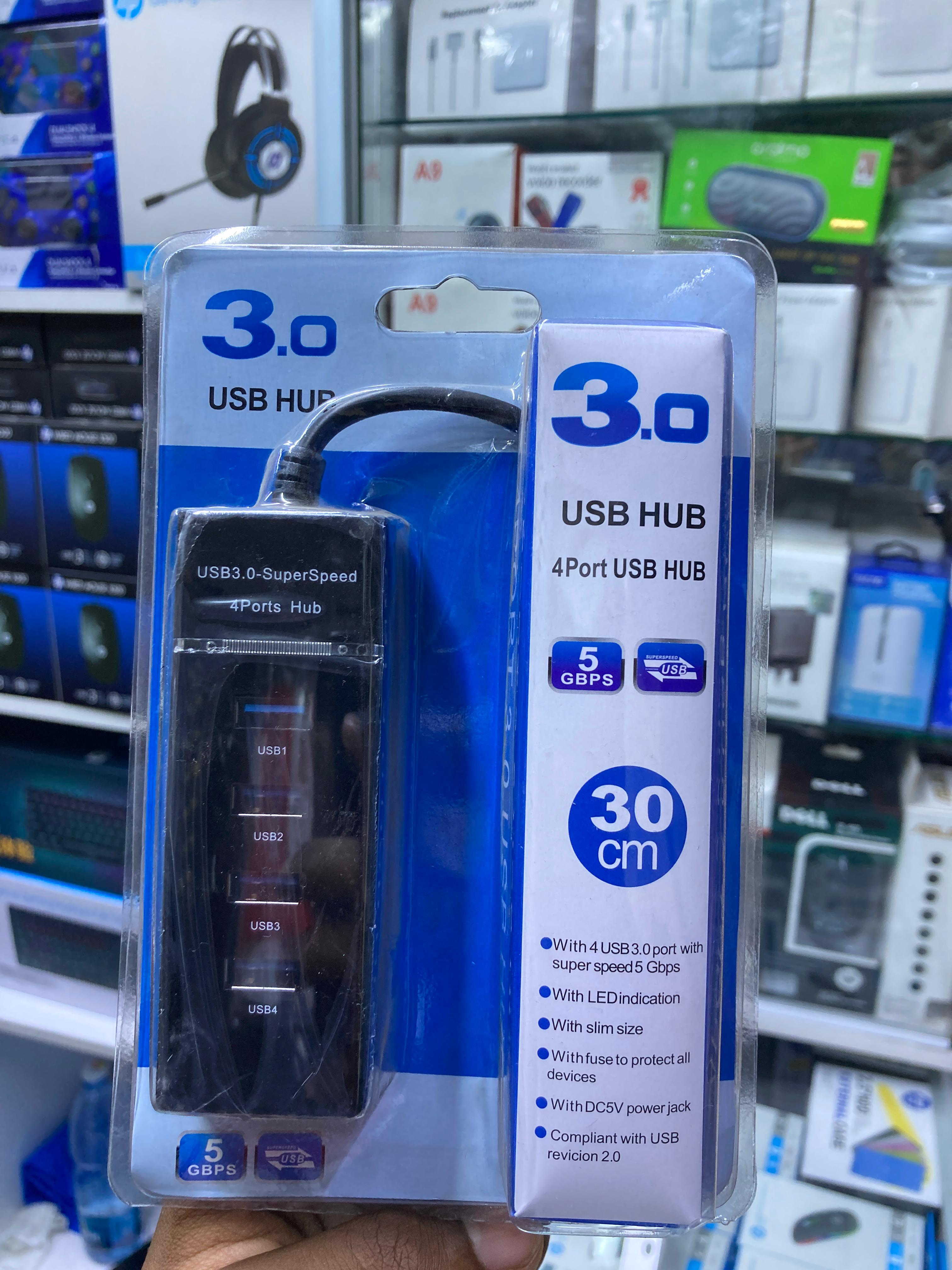 USB 3.0 4-Port Hub | Ultra-Fast 5Gbps Data Transfer Multi USB Splitter | Plug & Play Hub with 1.2m Cable for Gaming Consoles, Smart TV, Laptop & Desktop | Best USB Hub Price in Kenya