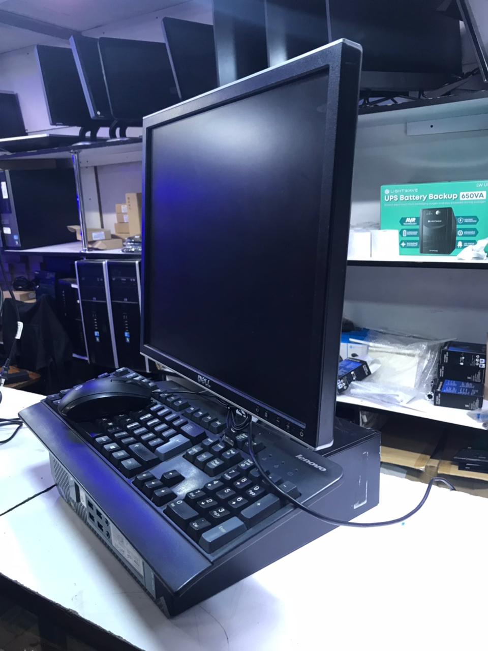 (+FREE Mouse Pad) Dell Complete Computer Set + Free Mouse Pad Desktop 4GB RAM 500GB HDD 17-Inch Monitor Refurbished Full Set PC with Wired Keyboard Mouse Windows 11 & Microsoft Office Installed