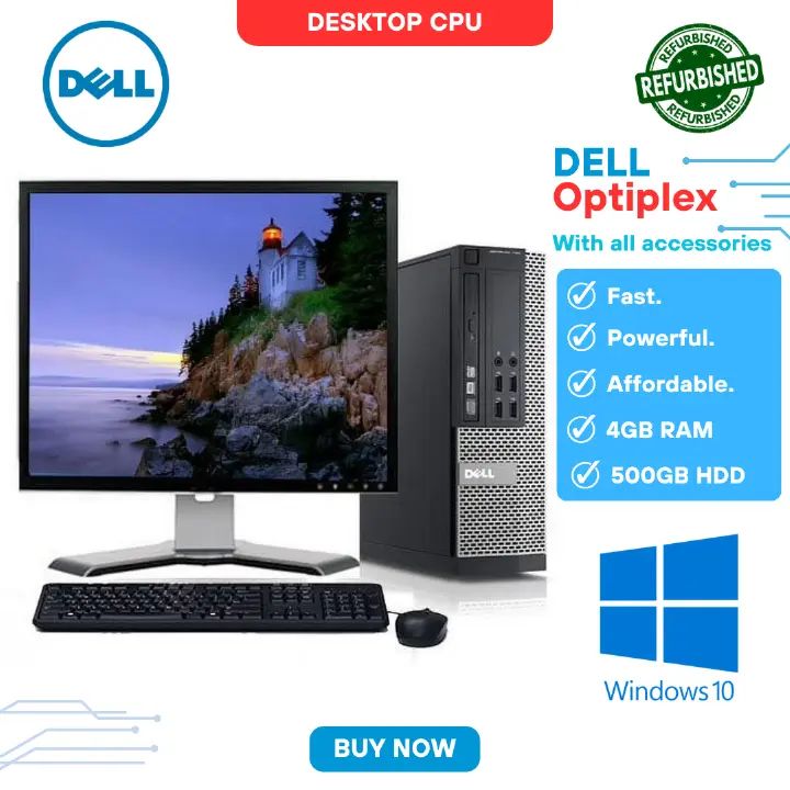 INTEL CORE i5 Dell Complete Computer Set + Free Mouse Pad Desktop | 4GB RAM 500GB HDD | 17-Inch Monitor | Full Set PC with FREE Wired Keyboard Mouse | Windows 11 & Microsoft Office Activated