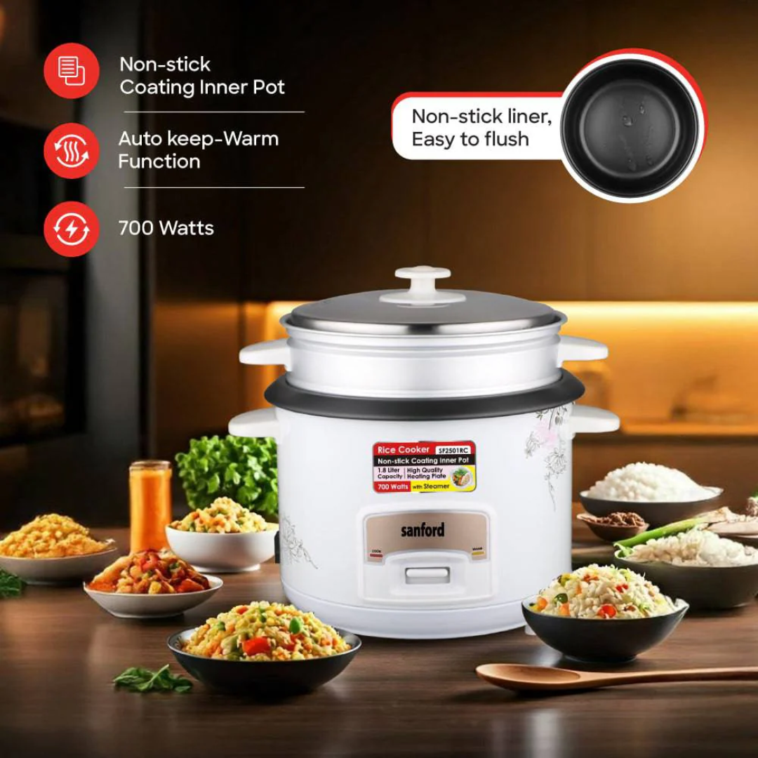 Sanford Rice Cooker with Steamer 1.8L  SF2501RC  (2 YR WRTY)