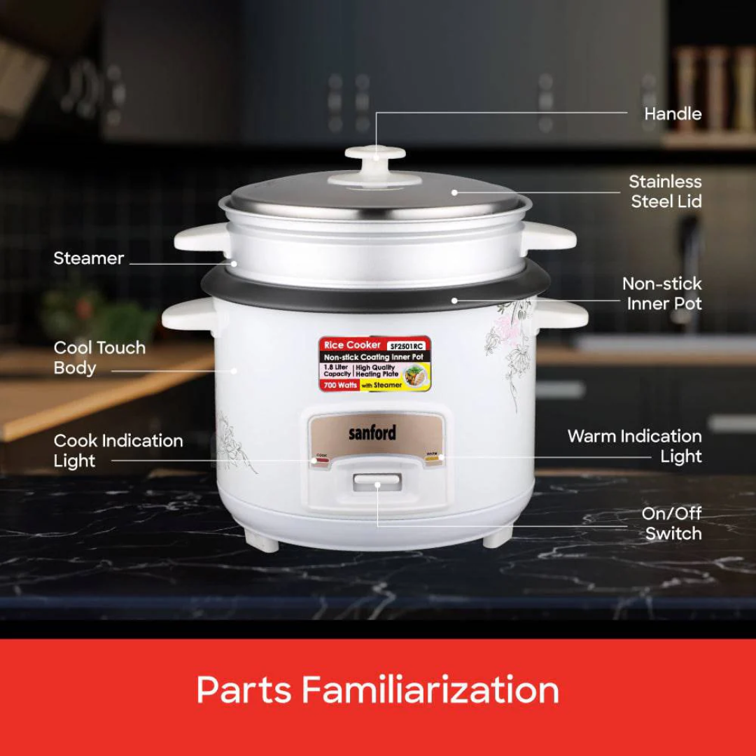 Sanford Rice Cooker with Steamer 1.8L  SF2501RC  (2 YR WRTY)