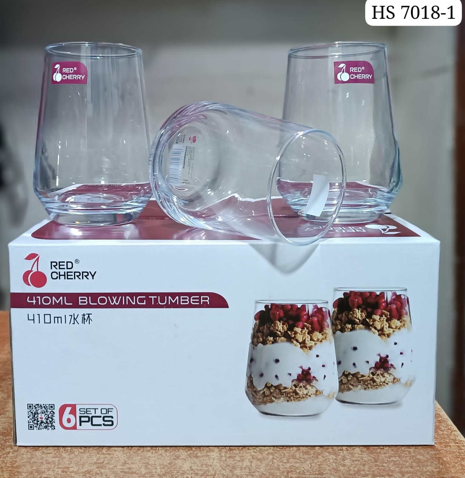 6pcs Blowing Tumbler Glass Set – 410ml each, made from premium clear glass. Durable, elegant, and perfect for water, juice, whisky, or cocktails. Ideal for home or bar use.