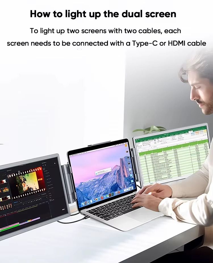 PORTABLE TRIPLE LAPTOP SCREEN EXTENDER 14 INCH