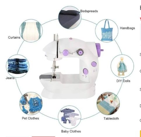 Home Tailor Electric Mini Portable Sewing Machine Mini sewing machine offers double threads and perfect stitch control. Nice sight and more convenient in thread cutting