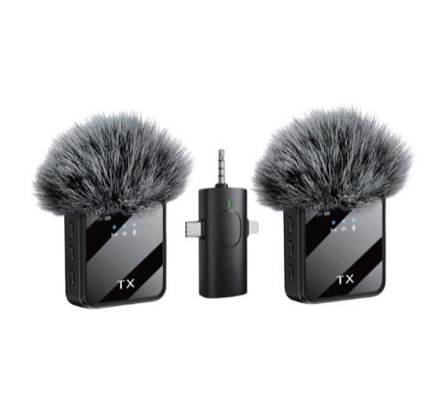 F11-2 Wireless Mic Kit with Dual Lavalier Microphones, Charging Case, and 3-in-1 Compatibility for Creators
