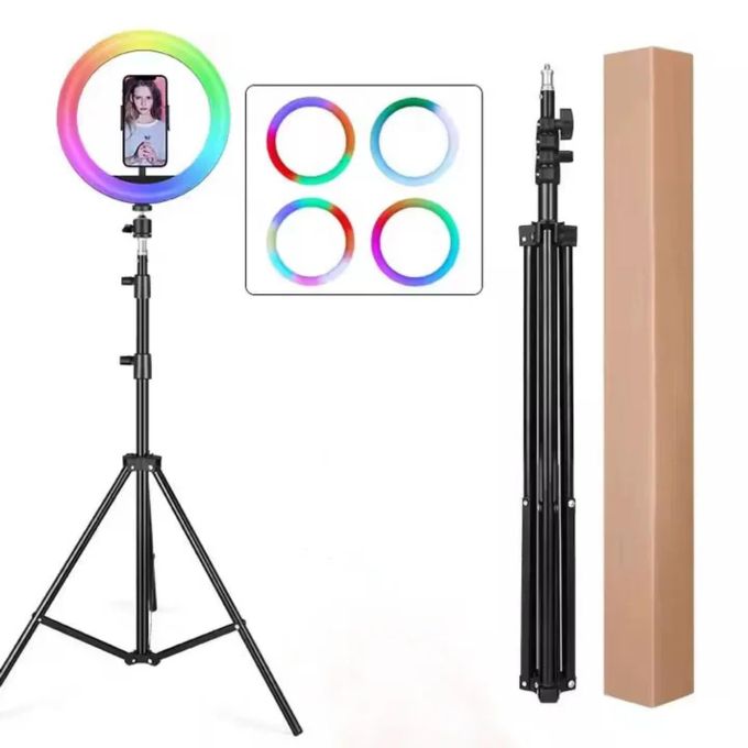 13 Inch RGB Ring Light with 82" Tripod 2500K-8500K Dimmable LED RingLight 3 Color Modes 10 Brightness Level for YouTube Live TikTok Video Recording 13INCH