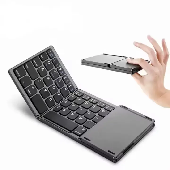 Portable Mini Three Folding Bluetooth Keyboard Wireless Foldable Touchpad Keypad for IOS Android Windows ipad Tablet