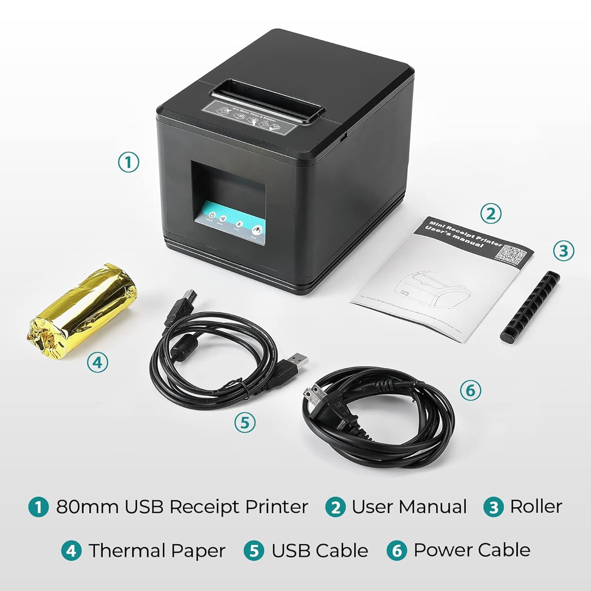 Thermal Receipt Printer – 80mm USB POS Printing Machine with Auto Cutter