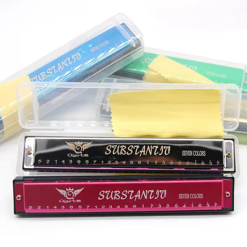 24 Holes Metallic Harmonica.Made of ABS resin material, environmentally friendly and waterproof.
Manual tuning, thick copper cover, durable, high polished chrome rust, bright colour, streamlined desig