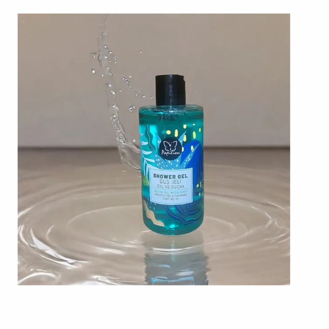 Papilion Shower Gel 400ml - Olive Oil with Mint. Nourishing & Moisturizing Formula, Gentle & Skin Friendly Cleanser, Invigorating Mint having Soft & Smooth Skin After Every Use. For All Skin Types