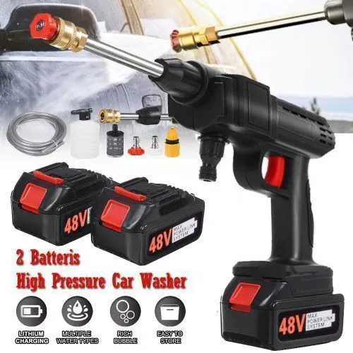 Portable Cordless High Pressure Car Washing machine Gun High Pressure Car Washing Jet Spray Electric Cordless Pressure Washer for Washing Car House Garden with 2 lithium Batteries