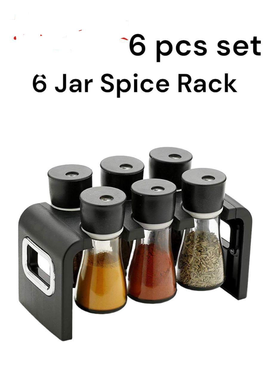 6 Pcs Set Spice Jar Rack Organizer - Premium Plastic, Stylish & Functional Spice Holder for Your Kitchen.