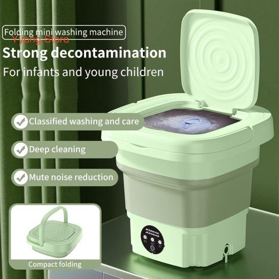 [Offer!!!]UPGRADED Mini Washing Machine // Foldable Washer Spin Dryer with Drain Basket // Portable for Travel Wash 8L