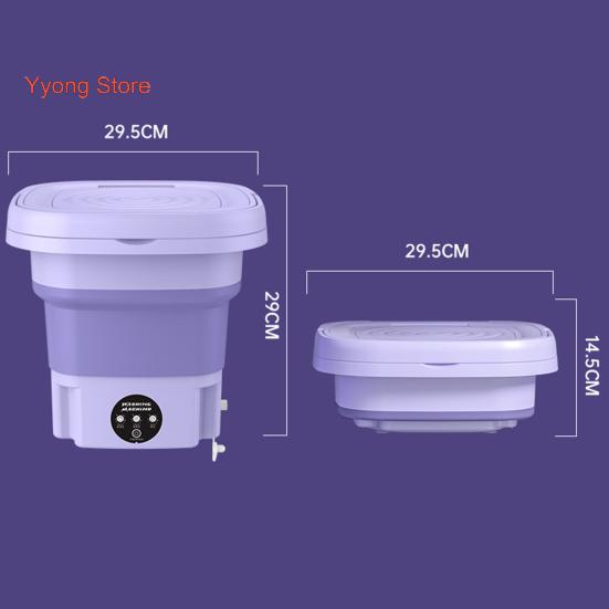 [Offer!!!]UPGRADED Mini Washing Machine // Foldable Washer Spin Dryer with Drain Basket // Portable for Travel Wash 8L