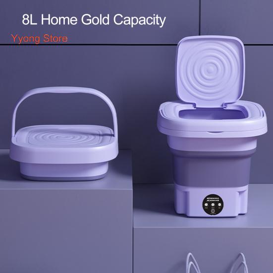 [Offer!!!]UPGRADED Mini Washing Machine // Foldable Washer Spin Dryer with Drain Basket // Portable for Travel Wash 8L