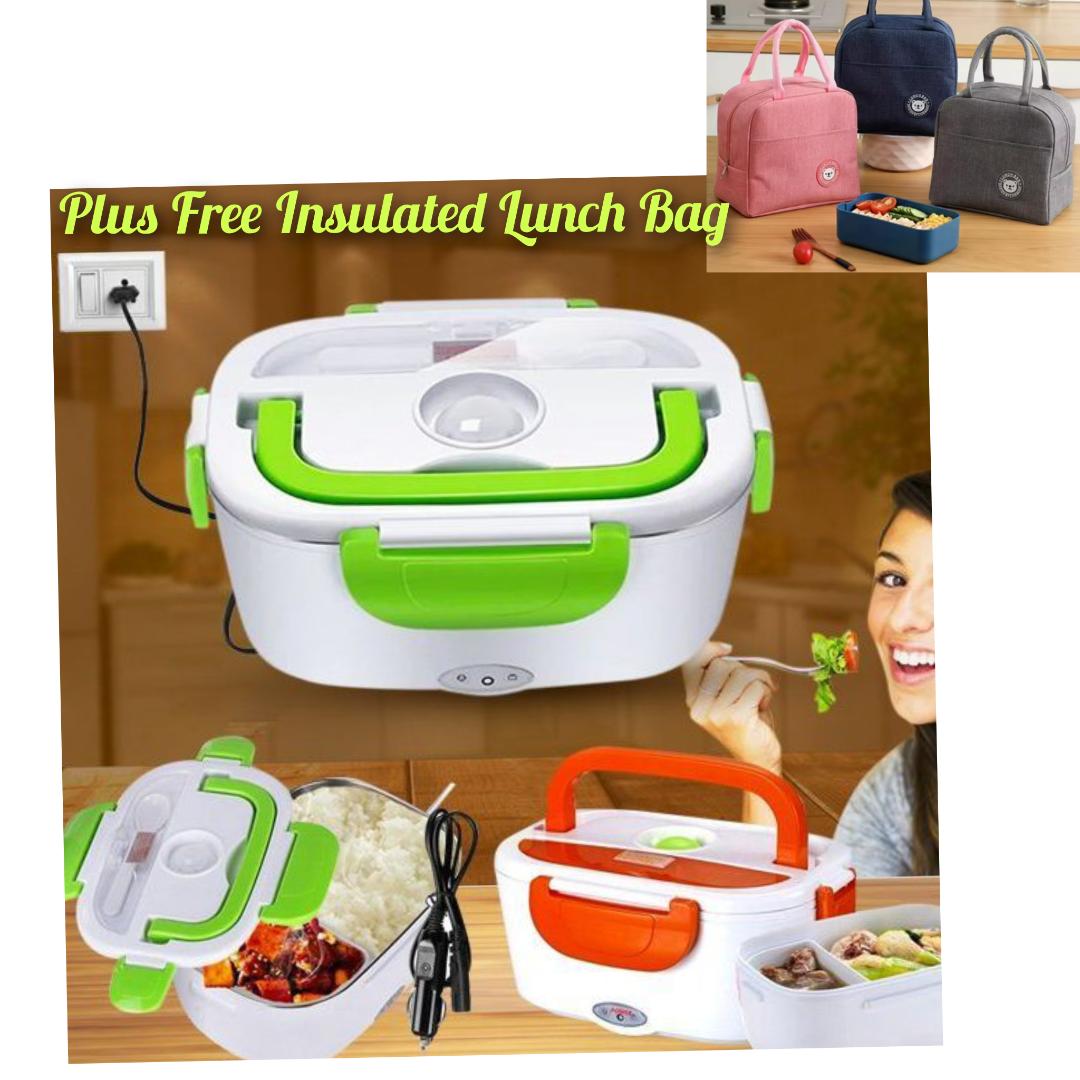 Electric Heated Lunch Box Food Warmer+ FREE Insulated Lunch Bag With Partitions Hot dish Electric food warmer