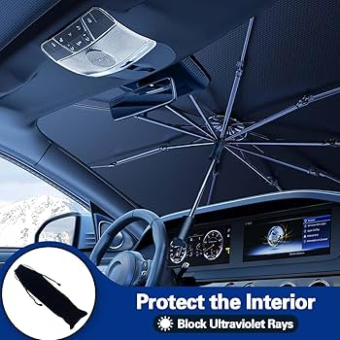 WINDSCREEN COVER CAR DASHBOARD UMBRELLA SUNVISOR CAR WINDSHIELD SUN SHADE UV RAYS AND HEAT SUN VISOR PROTECTOR FOLDABLE REFLECTOR UMBRELLA BRELLA SHIELD