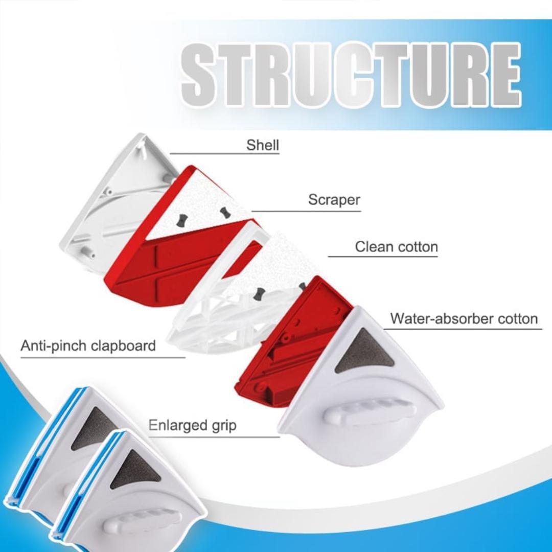 Double Layer Hollow Strong Magnetic Window Glass Cleaner for Easy and Safe Housekeeping Cleaning, Adjustable Strength, Scratch-Free Streak-Free Design for Single and Double Glazed Windows