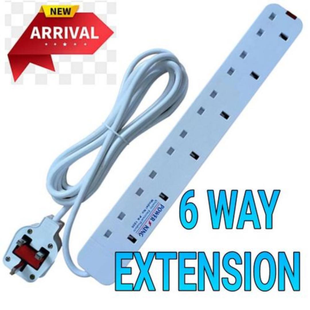 PowerKing 6 Way Heavy Duty Extension With Surge Protector. 3-Meter Long Cable: Provides extended reach, allowing flexible placement of your devices.​Surge Protection