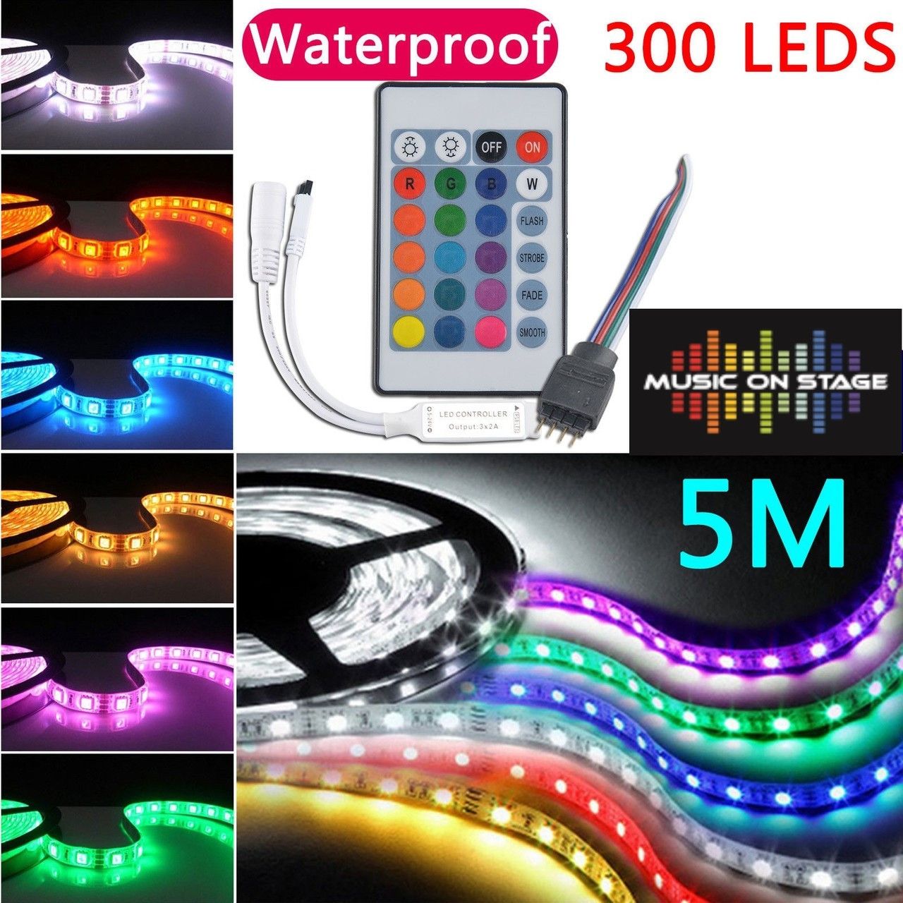 5m RGB LED Strip Waterproof Snake Light – Color Changing Strip with Remote, Flexible & Cuttable, Ideal for Décor, Events, TV, Outdoor Use