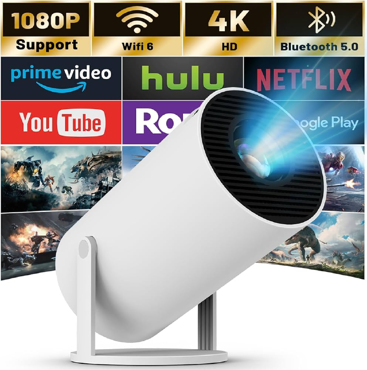 Mini ultra-high-definition portable screen mirroring projector, wireless projection, HDMI connection, USB flash drive support, 720P resolution,1HDMI line as gift