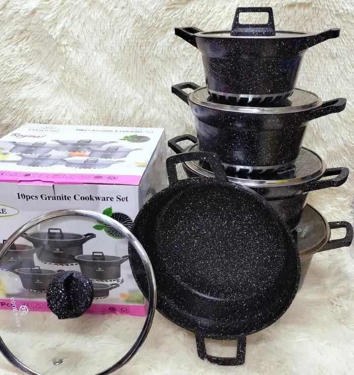 Bosch 10 Pcs Granite Non-Stick Cook Ware Set Pots Sufuria, Non-stick coating‎, 100% Non-Toxic Non-stick