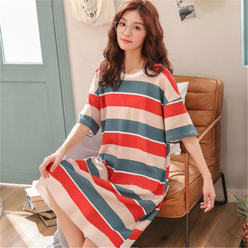 Women's Nightdress   Plus size pajamas Women's summer Korean pajamas Women's summer nightdress short sleeve women's summer loungewear set student cute plus size