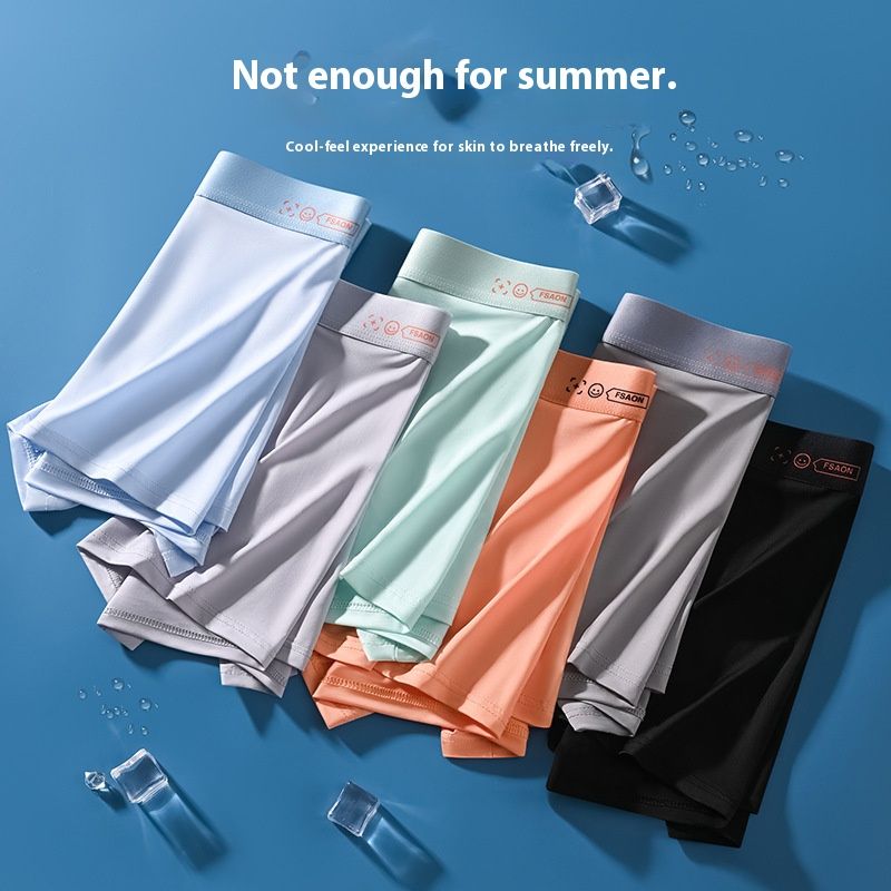 4 plus size men's underwear    Magnet crotch   Functional panties   Summer ice silk functional panties   Men's mid-rise boxer briefs