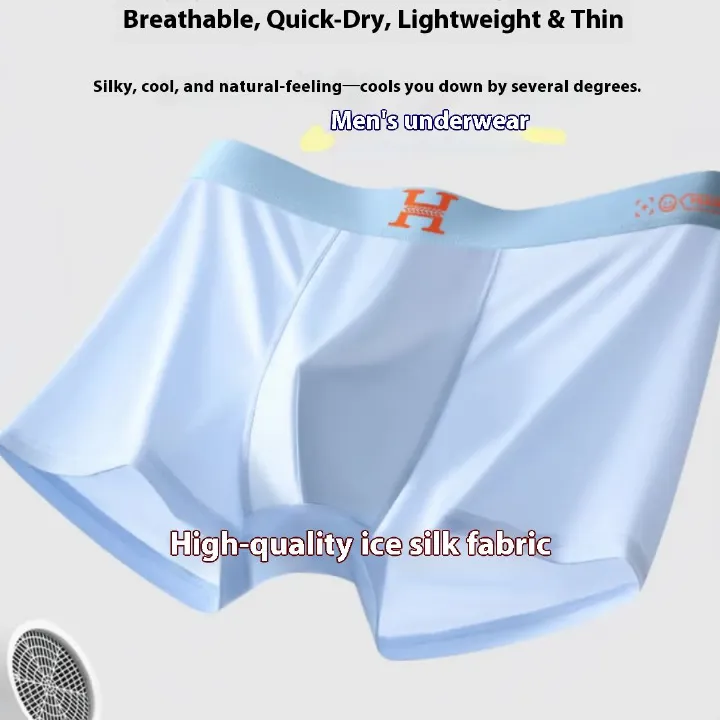 4 plus size men's underwear    Magnet crotch   Functional panties   Summer ice silk functional panties   Men's mid-rise boxer briefs