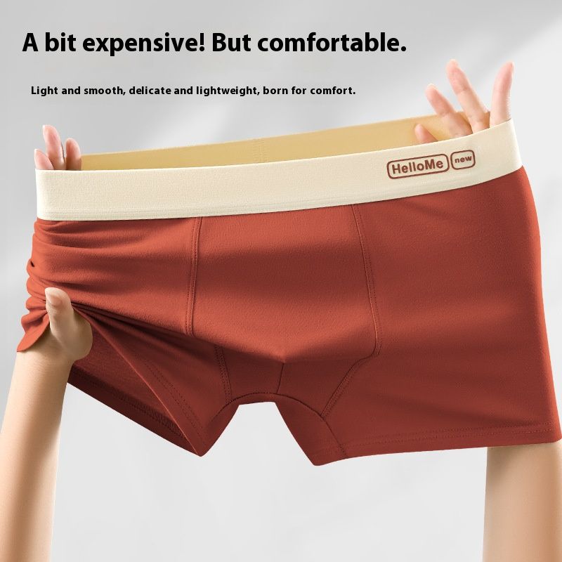 4 plus size cotton men's briefs  Men's contrasting color trend  Youth shorts  Comfortable and breathable  Mid-rise boxer briefs