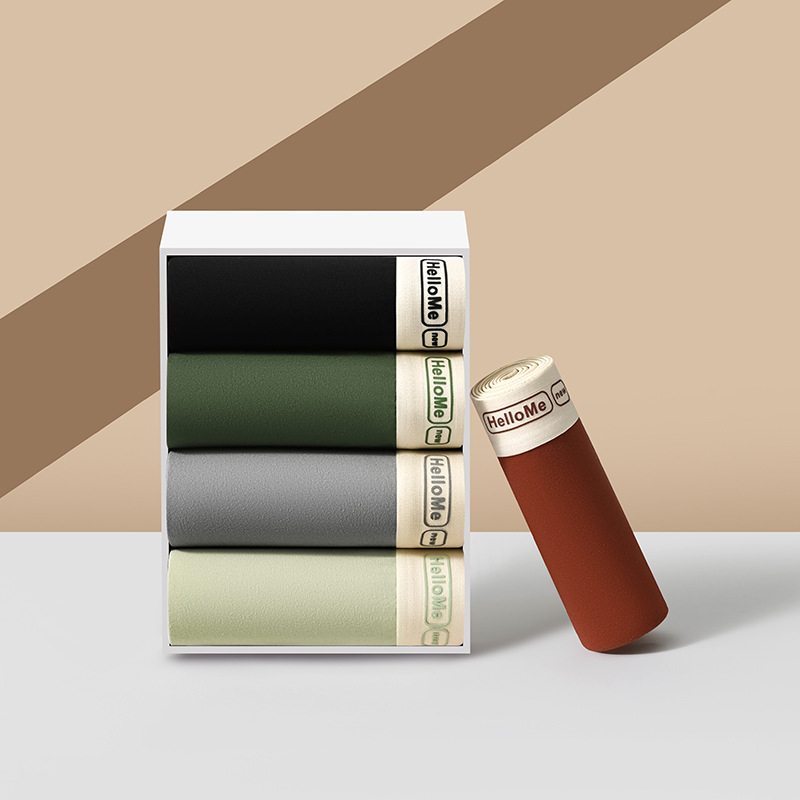 4 plus size cotton men's briefs  Men's contrasting color trend  Youth shorts  Comfortable and breathable  Mid-rise boxer briefs