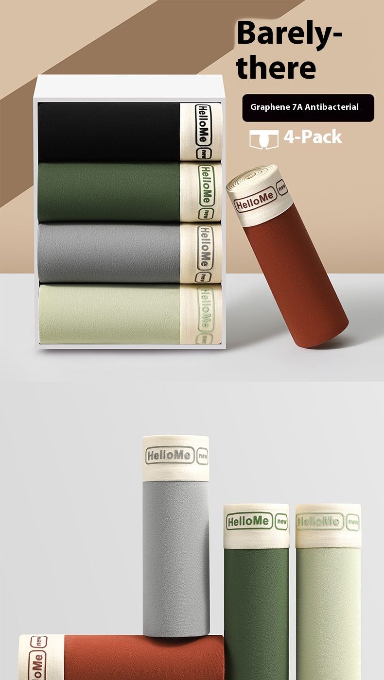 4 plus size cotton men's briefs  Men's contrasting color trend  Youth shorts  Comfortable and breathable  Mid-rise boxer briefs